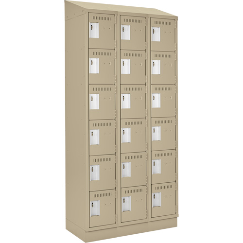 Clean Line Lockerette , 6 -tier, Bank of 3, 36" x 18" x 82", Steel, Beige, Rivet (Assembled) GTA Hardware Inc