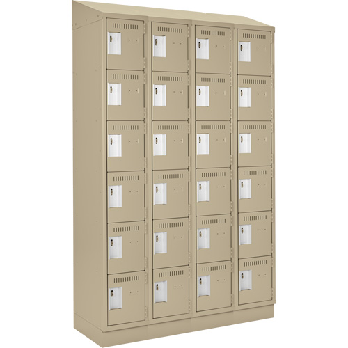 Clean Line Lockerette , 6 -tier, Bank of 4, 48" x 18" x 82", Steel, Beige, Rivet (Assembled) GTA Hardware Inc