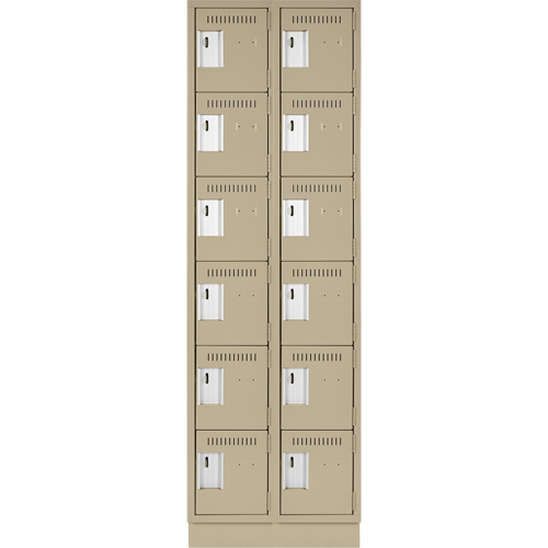 Clean Line Lockerette, 6 -tier, Bank of 2, 24" x 18" x 76", Steel, Beige, Rivet (Assembled) GTA Hardware Inc