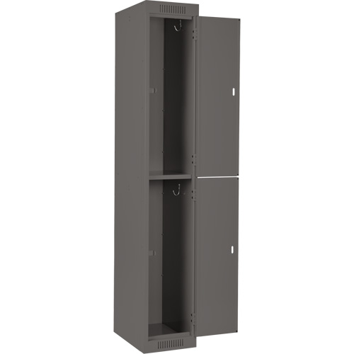 Clean Line Lockers, 2 -tier, Bank of 3, 36" x 18" x 72", Steel, Charcoal, Rivet (Assembled) GTA Hardware Inc