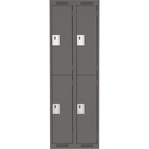Clean Line Lockers, 2 -tier, Bank of 2, 24" x 18" x 72", Steel, Charcoal, Rivet (Assembled) GTA Hardware Inc