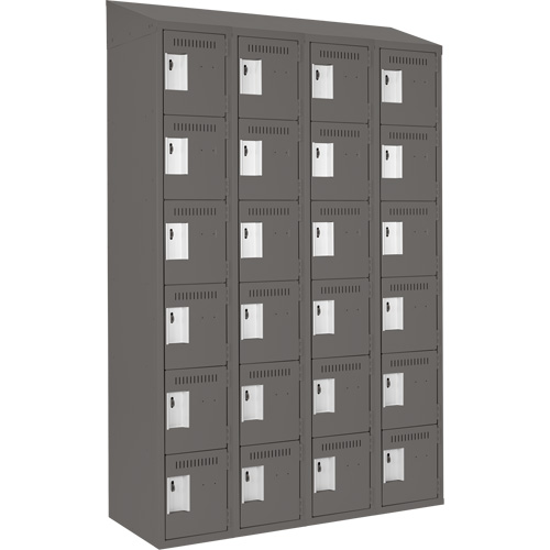 Petits casiers Clean Line, 6 niveaux, Bloc de 4, 48" x 18" x 78", Acier, Charbon, Rivet (assembl&eacute;) GTA Hardware Inc