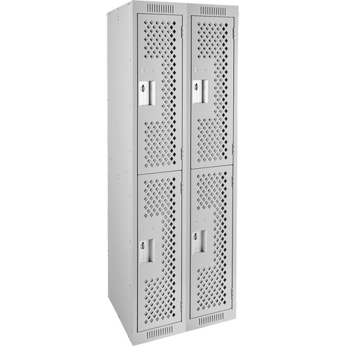 Casiers Clean Line, 2 niveaux, Bloc de 2, 24" x 12" x 72", Acier, Gris, Rivet (assembl&eacute;), Perfor&eacute; GTA Hardware Inc