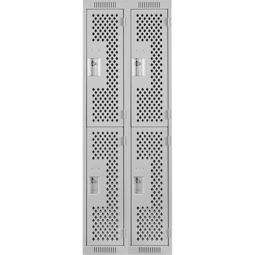 Casiers Clean Line, 2 niveaux, Bloc de 2, 24" x 12" x 72", Acier, Gris, Rivet (assembl&eacute;), Perfor&eacute; GTA Hardware Inc