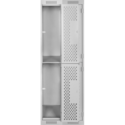 Casiers Clean Line, 2 niveaux, Bloc de 2, 24" x 12" x 72", Acier, Gris, Rivet (assembl&eacute;), Perfor&eacute; GTA Hardware Inc