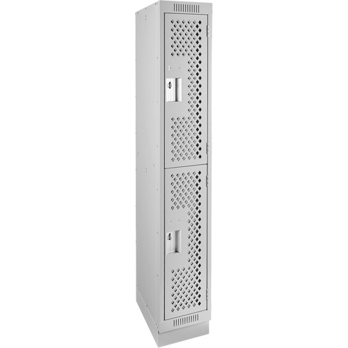 Casiers Clean Line, 2 niveaux, 12" x 18" x 76", Acier, Gris, Rivet (assembl&eacute;), Perfor&eacute; GTA Hardware Inc
