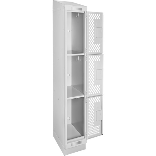 Casiers Clean Line, 3 niveaux, 12" x 15" x 82", Acier, Gris, Rivet (assembl&eacute;), Perfor&eacute; GTA Hardware Inc