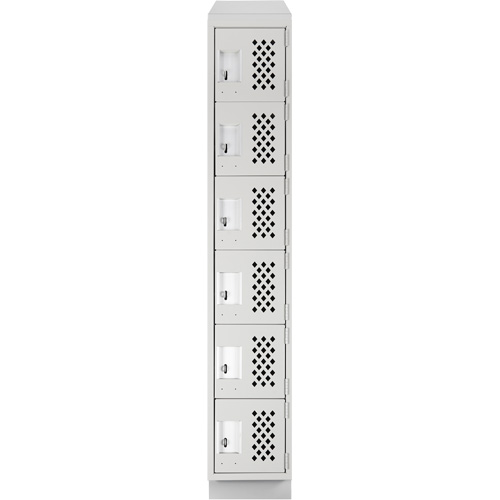 Assembled Lockerettes Clean Line Perforated Economy Lockers, 6 -tier, 18" x 72" x 12", Steel GTA Hardware Inc