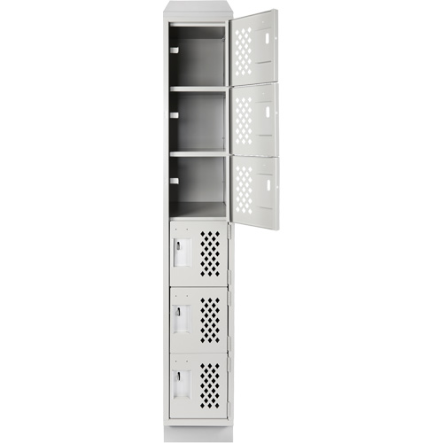 Assembled Lockerettes Clean Line Perforated Economy Lockers, 6 -tier, 18" x 72" x 12", Steel GTA Hardware Inc