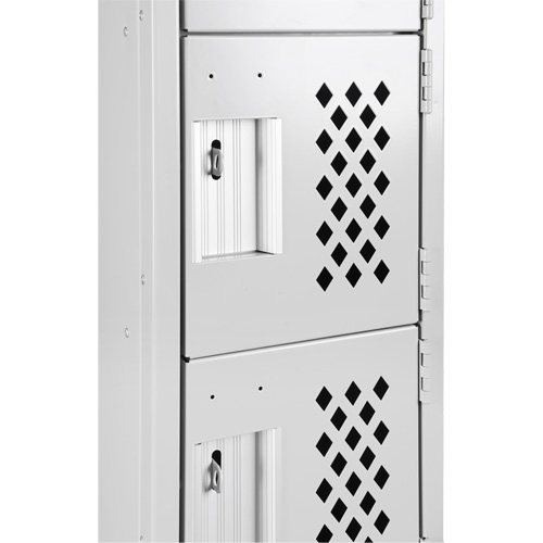 Assembled Lockerettes Clean Line Perforated Economy Lockers, 6 -tier, Bank of 3, 18" x 72" x 12", Steel GTA Hardware Inc