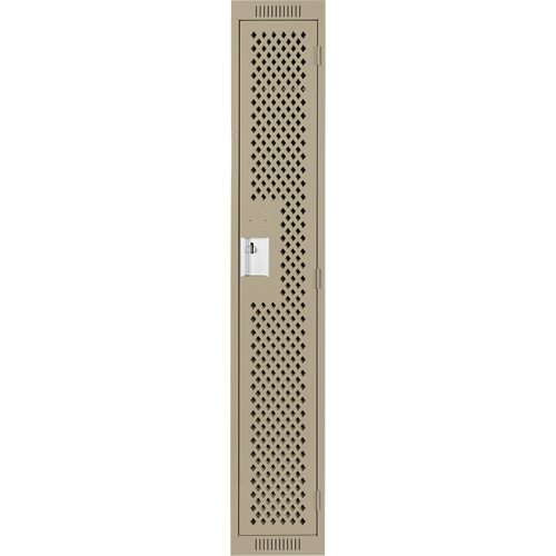 Clean Line Lockers, 12" x 15" x 72", Steel, Beige, Rivet (Assembled), Perforated GTA Hardware Inc