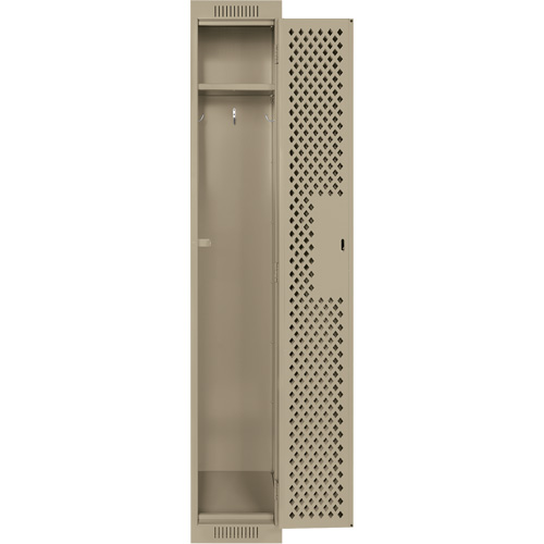 Clean Line Lockers, 12" x 15" x 72", Steel, Beige, Rivet (Assembled), Perforated GTA Hardware Inc