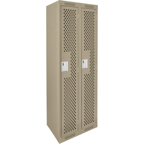 Clean Line Lockers, Bank of 2, 24" x 15" x 72", Steel, Beige, Rivet (Assembled), Perforated GTA Hardware Inc