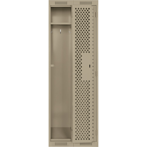 Clean Line Lockers, Bank of 2, 24" x 15" x 72", Steel, Beige, Rivet (Assembled), Perforated GTA Hardware Inc