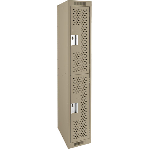 Casiers Clean Line, 2 niveaux, 12" x 12" x 72", Acier, Beige, Rivet (assembl&eacute;), Perfor&eacute; GTA Hardware Inc