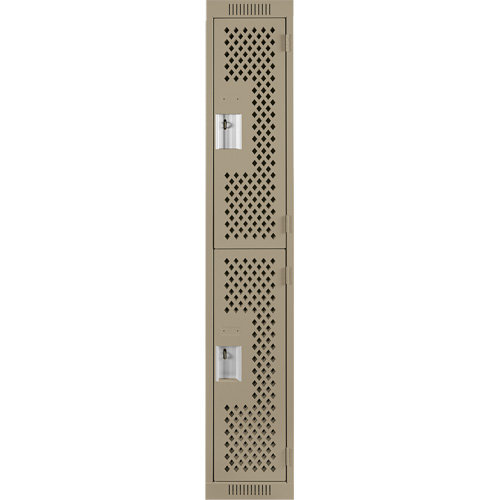 Casiers Clean Line, 2 niveaux, 12" x 12" x 72", Acier, Beige, Rivet (assembl&eacute;), Perfor&eacute; GTA Hardware Inc