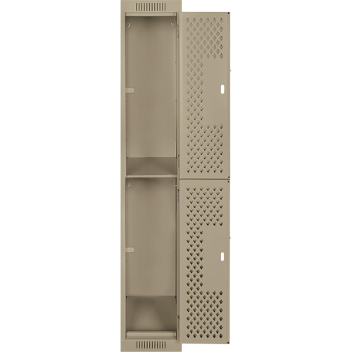 Casiers Clean Line, 2 niveaux, 12" x 12" x 72", Acier, Beige, Rivet (assembl&eacute;), Perfor&eacute; GTA Hardware Inc