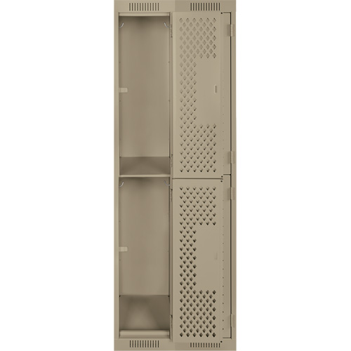 Clean Line Lockers, 2 -tier, Bank of 2, 24" x 15" x 72", Steel, Beige, Rivet (Assembled), Perforated GTA Hardware Inc