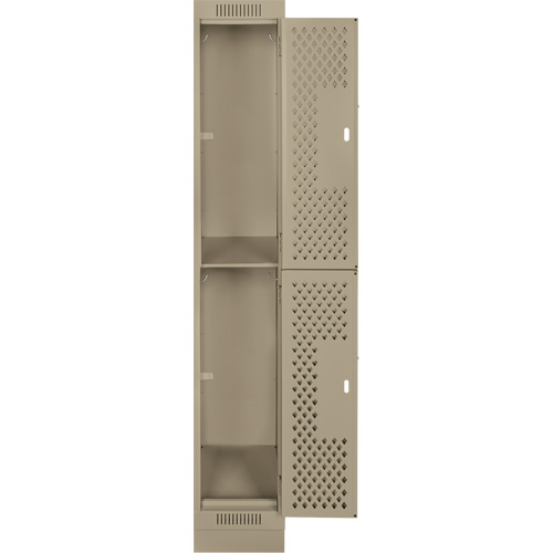 Clean Line Lockers, 2 -tier, 12" x 18" x 76", Steel, Beige, Rivet (Assembled), Perforated GTA Hardware Inc