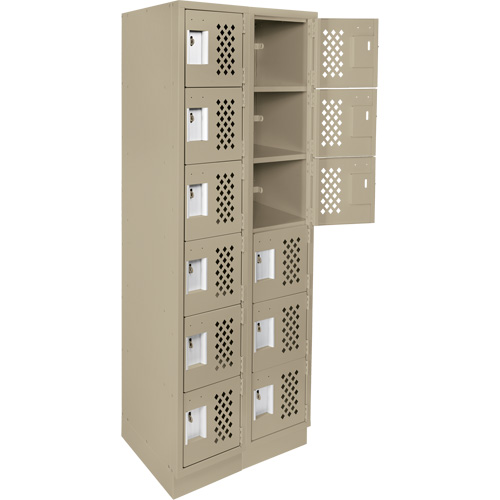 Assembled Lockerettes Clean Line Perforated Economy Lockers, 6 -tier, Bank of 2, 18" x 72" x 12", Steel GTA Hardware Inc