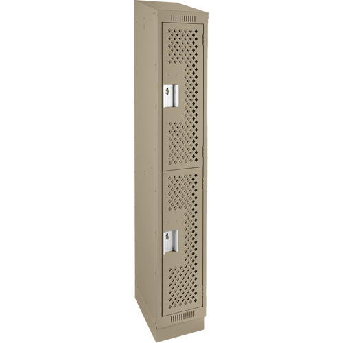 Clean Line Lockers, 2 -tier, 12" x 12" x 82", Steel, Beige, Rivet (Assembled), Perforated GTA Hardware Inc