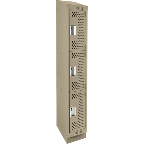 Casiers Clean Line, 3 niveaux, 12" x 18" x 82", Acier, Beige, Rivet (assembl&eacute;), Perfor&eacute; GTA Hardware Inc