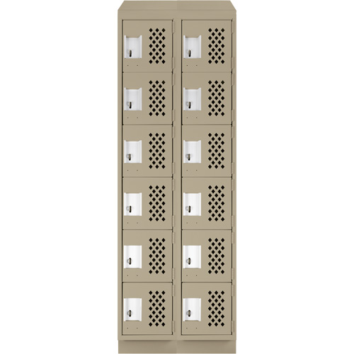 Assembled Lockerettes Clean Line Perforated Economy Lockers, 6 -tier, Bank of 2, 18" x 72" x 12", Steel GTA Hardware Inc