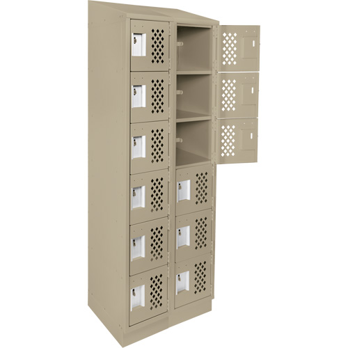 Assembled Lockerettes Clean Line Perforated Economy Lockers, 6 -tier, Bank of 2, 18" x 72" x 12", Steel GTA Hardware Inc