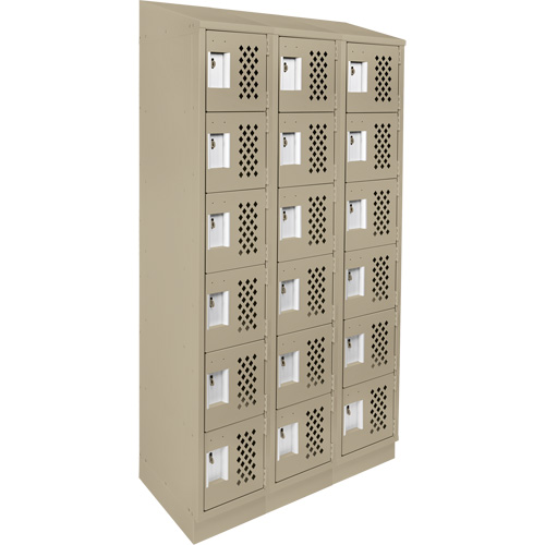 Assembled Lockerettes Clean Line Perforated Economy Lockers, 6 -tier, Bank of 3, 18" x 72" x 12", Steel GTA Hardware Inc