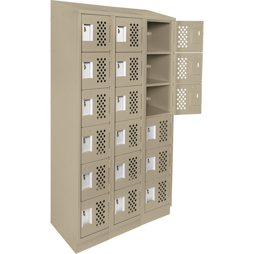 Assembled Lockerettes Clean Line Perforated Economy Lockers, 6 -tier, Bank of 3, 18" x 72" x 12", Steel GTA Hardware Inc