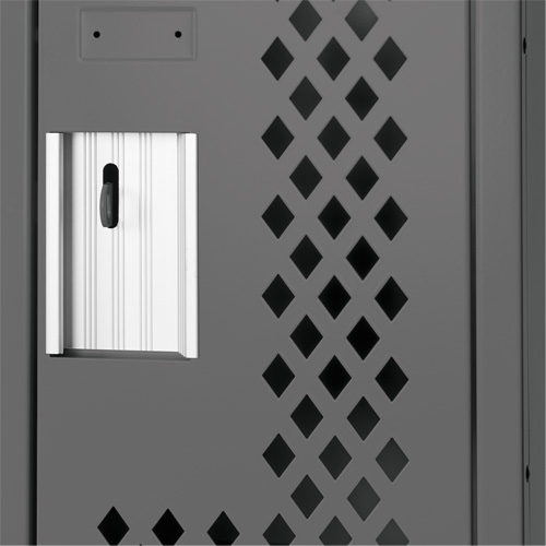 Clean Line Lockers, 2 -tier, Bank of 4, 48" x 12" x 72", Steel, Charcoal, Rivet (Assembled), Perforated GTA Hardware Inc