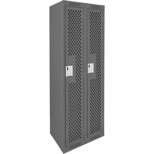 Clean Line Lockers, Bank of 2, 24" x 15" x 72", Steel, Charcoal, Rivet (Assembled), Perforated GTA Hardware Inc