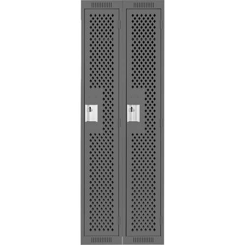 Clean Line Lockers, Bank of 2, 24" x 15" x 72", Steel, Charcoal, Rivet (Assembled), Perforated GTA Hardware Inc