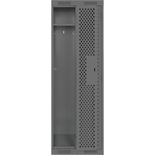 Clean Line Lockers, Bank of 2, 24" x 15" x 72", Steel, Charcoal, Rivet (Assembled), Perforated GTA Hardware Inc