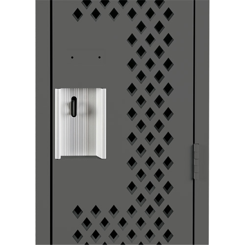 Clean Line Lockers, Bank of 3, 36" x 15" x 72", Steel, Charcoal, Rivet (Assembled), Perforated GTA Hardware Inc