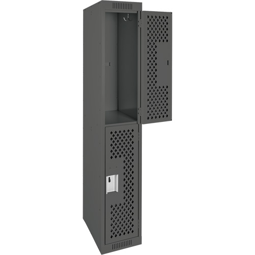 Casiers Clean Line, 2 niveaux, 12" x 12" x 72", Acier, Charbon, Rivet (assembl&eacute;), Perfor&eacute; GTA Hardware Inc