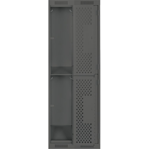 Clean Line Lockers, 2 -tier, Bank of 2, 24" x 12" x 72", Steel, Charcoal, Rivet (Assembled), Perforated GTA Hardware Inc