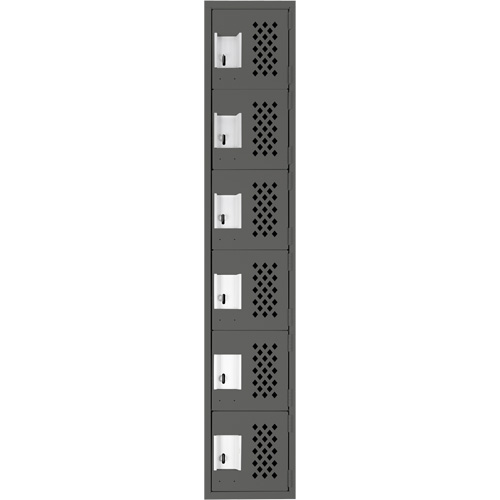 Assembled Lockerettes Clean Line Perforated Economy Lockers, 6 -tier, 18" x 72" x 12", Steel GTA Hardware Inc
