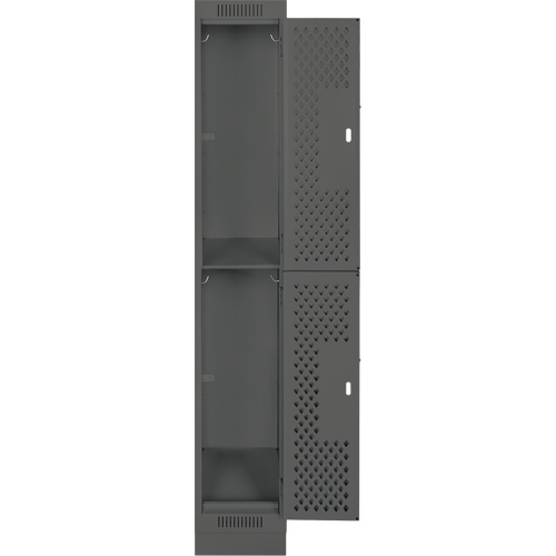 Casiers Clean Line, 2 niveaux, 12" x 18" x 76", Acier, Charbon, Rivet (assembl&eacute;), Perfor&eacute; GTA Hardware Inc