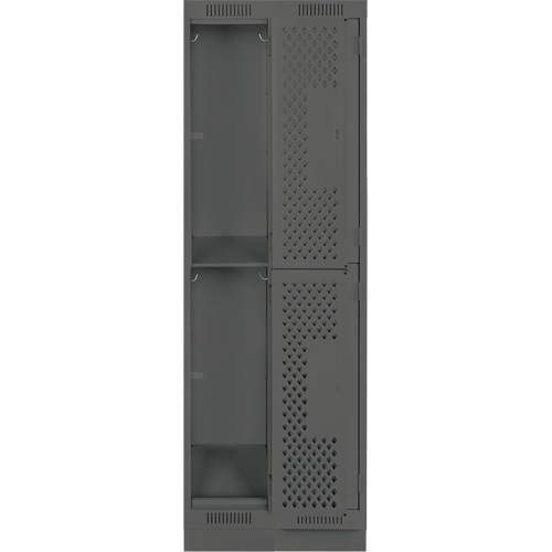 Casiers Clean Line, 2 niveaux, Bloc de 2, 24" x 18" x 76", Acier, Charbon, Rivet (assembl&eacute;), Perfor&eacute; GTA Hardware Inc