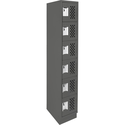Assembled Lockerettes Clean Line Perforated Economy Lockers, 6 -tier, 18" x 72" x 12", Steel GTA Hardware Inc