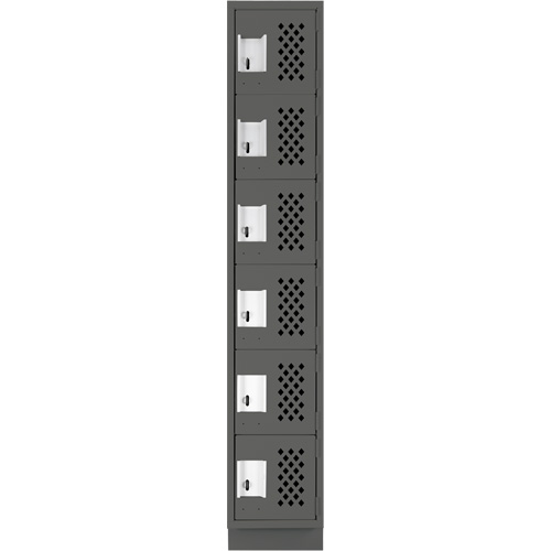 Assembled Lockerettes Clean Line Perforated Economy Lockers, 6 -tier, 18" x 72" x 12", Steel GTA Hardware Inc
