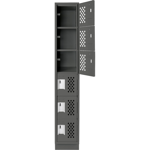 Assembled Lockerettes Clean Line Perforated Economy Lockers, 6 -tier, 18" x 72" x 12", Steel GTA Hardware Inc
