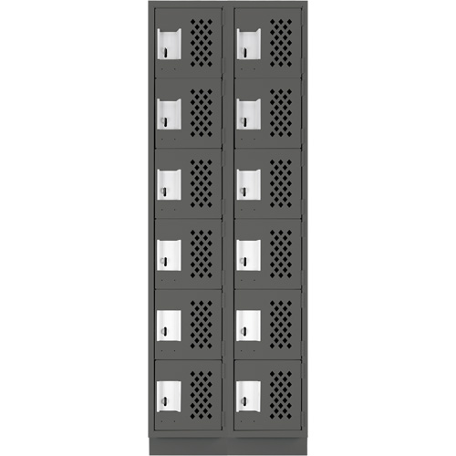 Assembled Lockerettes Clean Line Perforated Economy Lockers, 6 -tier, Bank of 2, 18" x 72" x 12", Steel GTA Hardware Inc