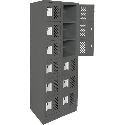 Assembled Lockerettes Clean Line Perforated Economy Lockers, 6 -tier, Bank of 2, 18" x 72" x 12", Steel GTA Hardware Inc