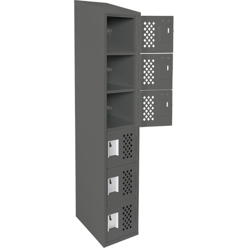 Assembled Lockerettes Clean Line Perforated Economy Lockers, 6 -tier, 18" x 72" x 12", Steel GTA Hardware Inc