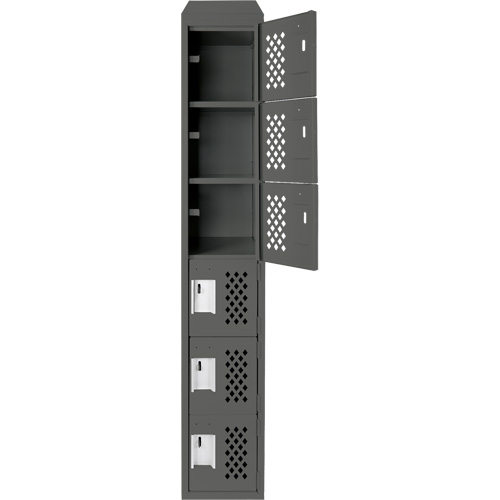 Assembled Lockerettes Clean Line Perforated Economy Lockers, 6 -tier, 18" x 72" x 12", Steel GTA Hardware Inc
