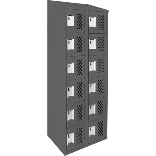Assembled Lockerettes Clean Line Perforated Economy Lockers, 6 -tier, Bank of 2, 18" x 72" x 12", Steel GTA Hardware Inc