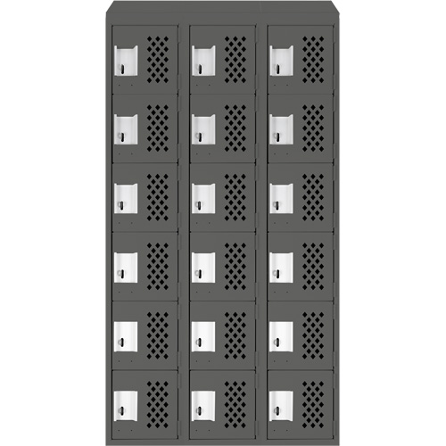 Assembled Lockerettes Clean Line Perforated Economy Lockers, 6 -tier, Bank of 3, 18" x 72" x 12", Steel GTA Hardware Inc
