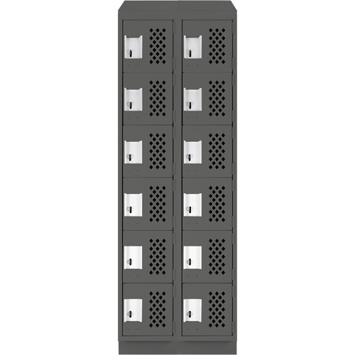 Clean-Line Perforated Lockerette, 6 -tier, Bank of 2, 15" x 72" x 12", Steel GTA Hardware Inc